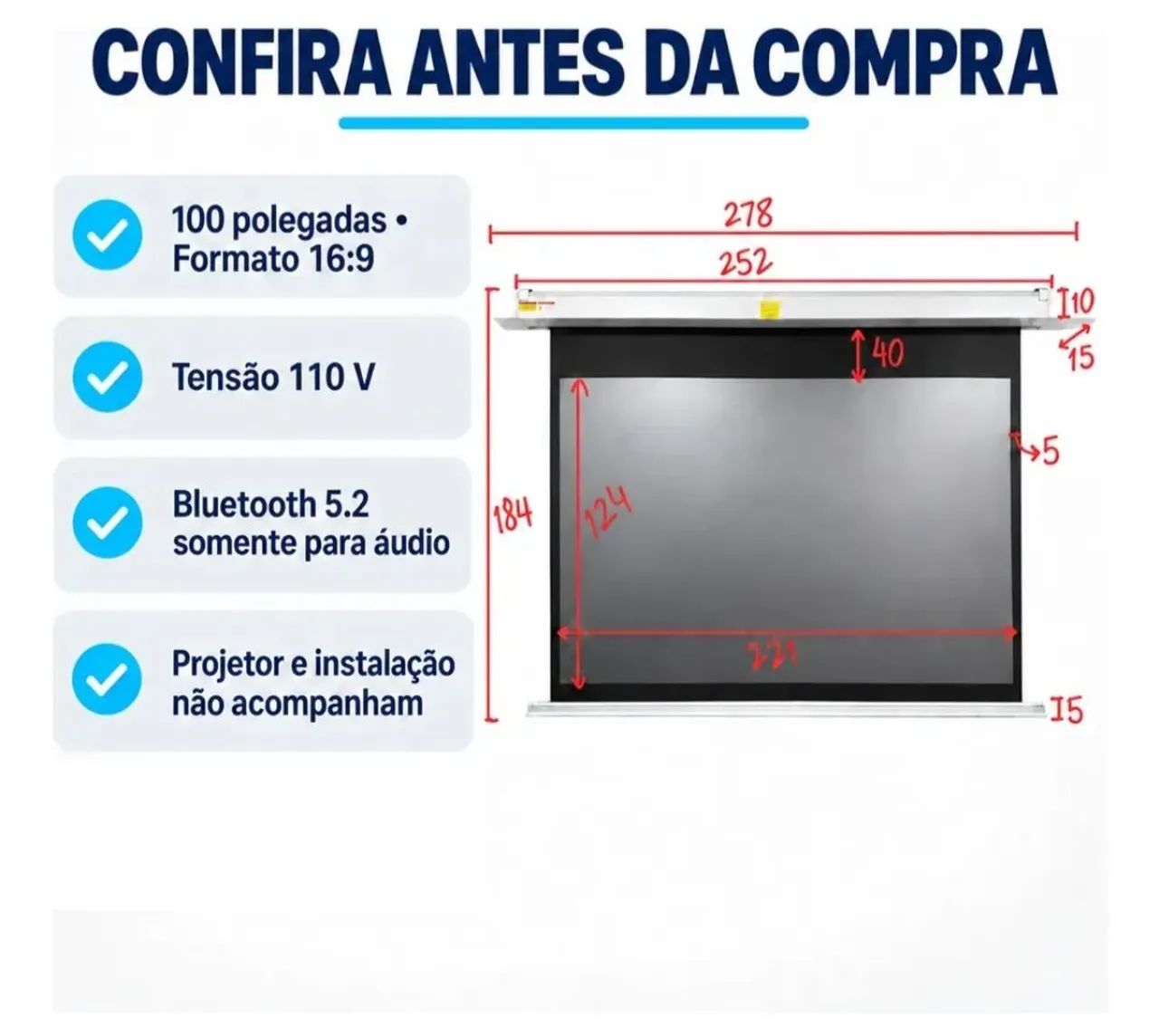 Projetor + tela 100 polegadas - Foto 3
