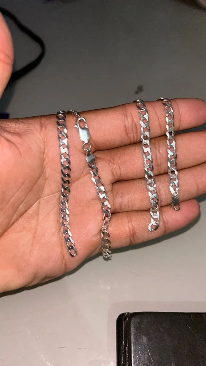  pulseira de prata 5mm duas unidades - Foto 3