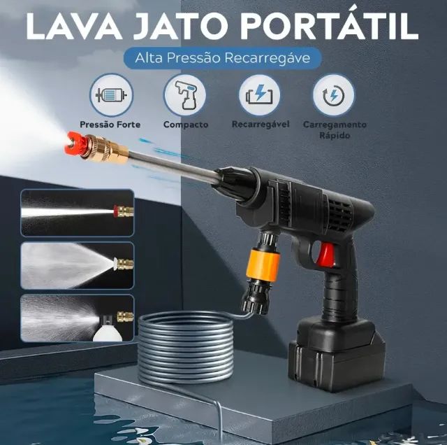 Lavadora Lava Jato Portatil Pressao 2 Baterias + Maleta