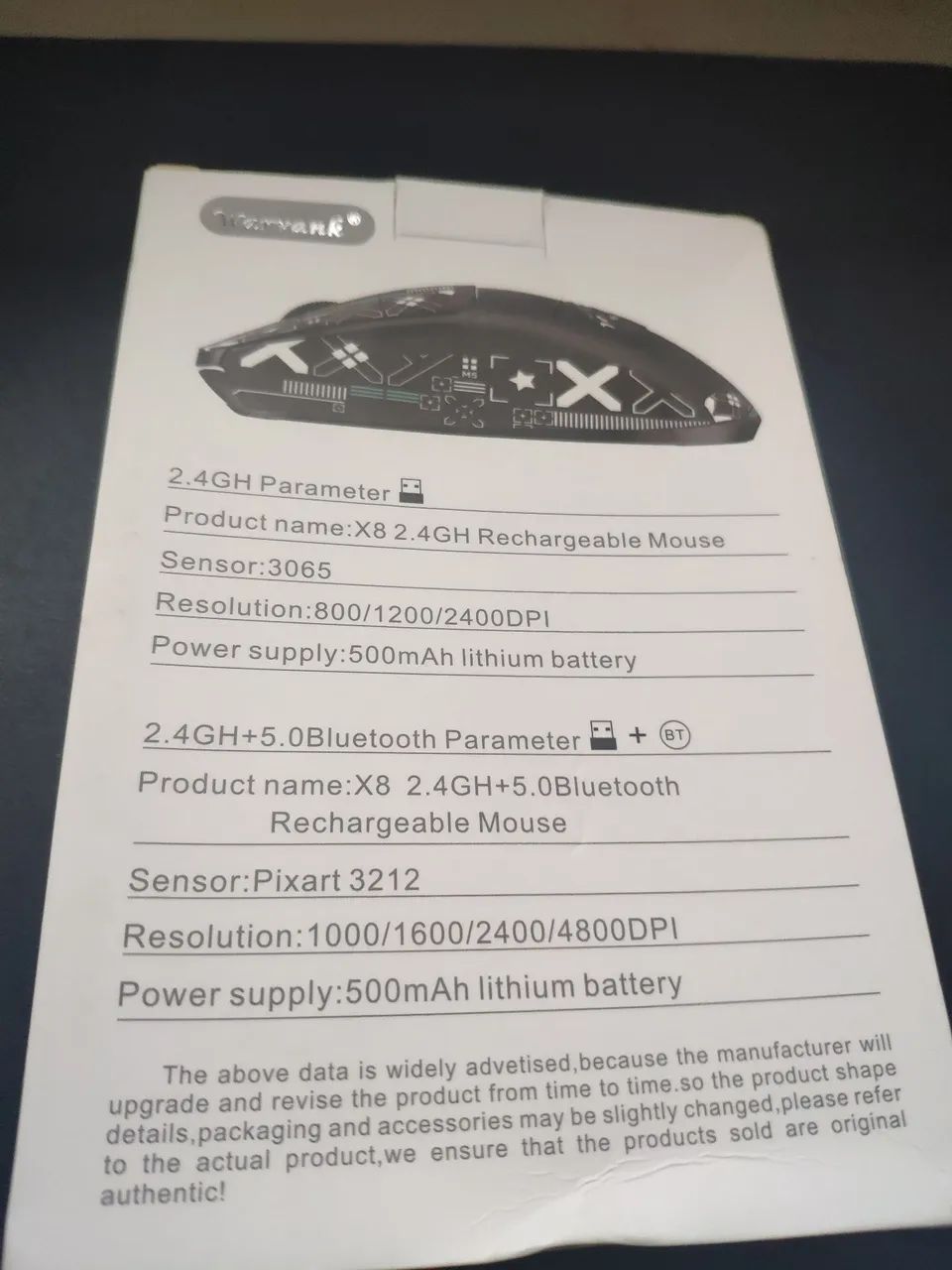 Mouse X8 Preto, 2.4G, bluetooth e fio. Novo! - Foto 2