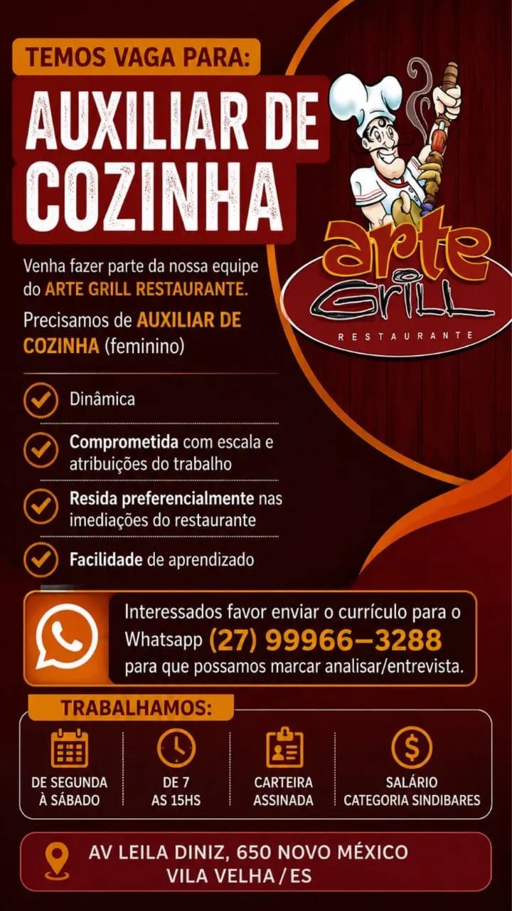 Vaga para auxiliar de cozinha  - Foto 3