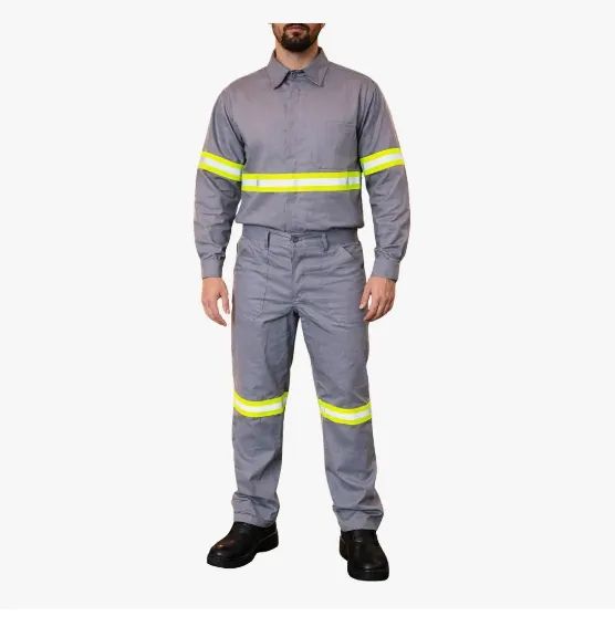 Uniforme Eletricista Risco 2 Nr10 Antichamas C/refletivo Cinza GG