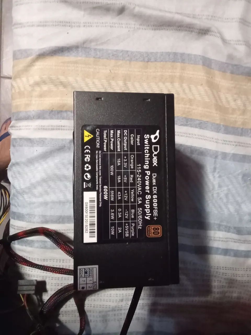Fonte Duex 600w 80 plus com defeito 