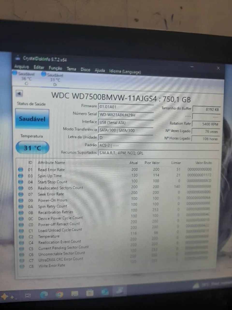 Hd externo 750 gigas marca wd - Foto 3