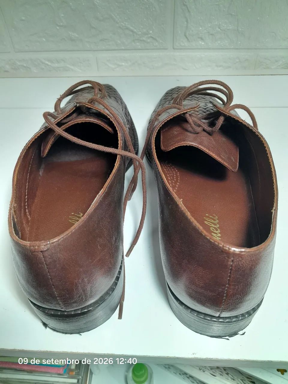 Sapato masculino couro marrom usado - Foto 5