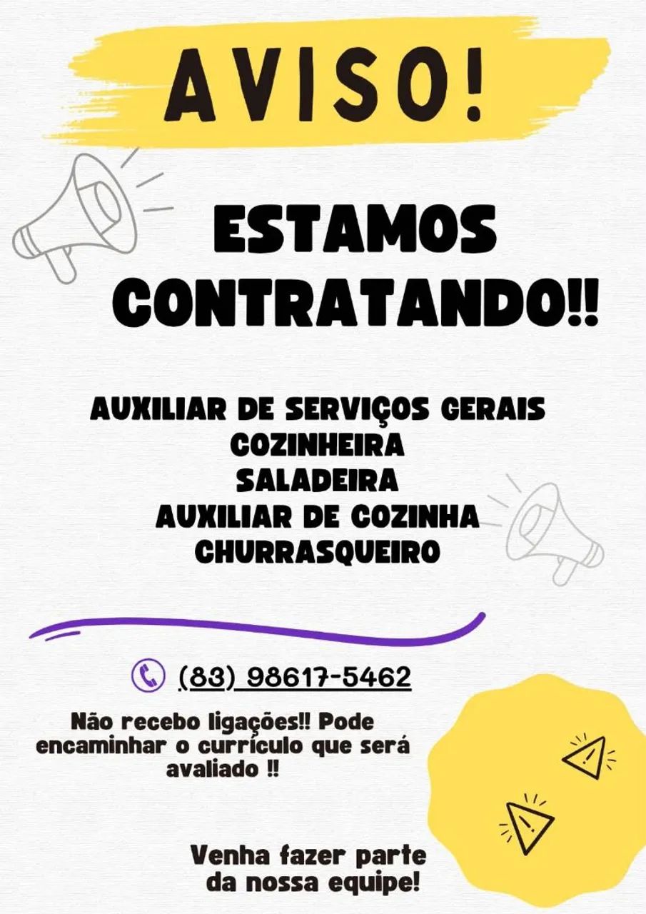 Todas as vagas estão disponíveis!!!