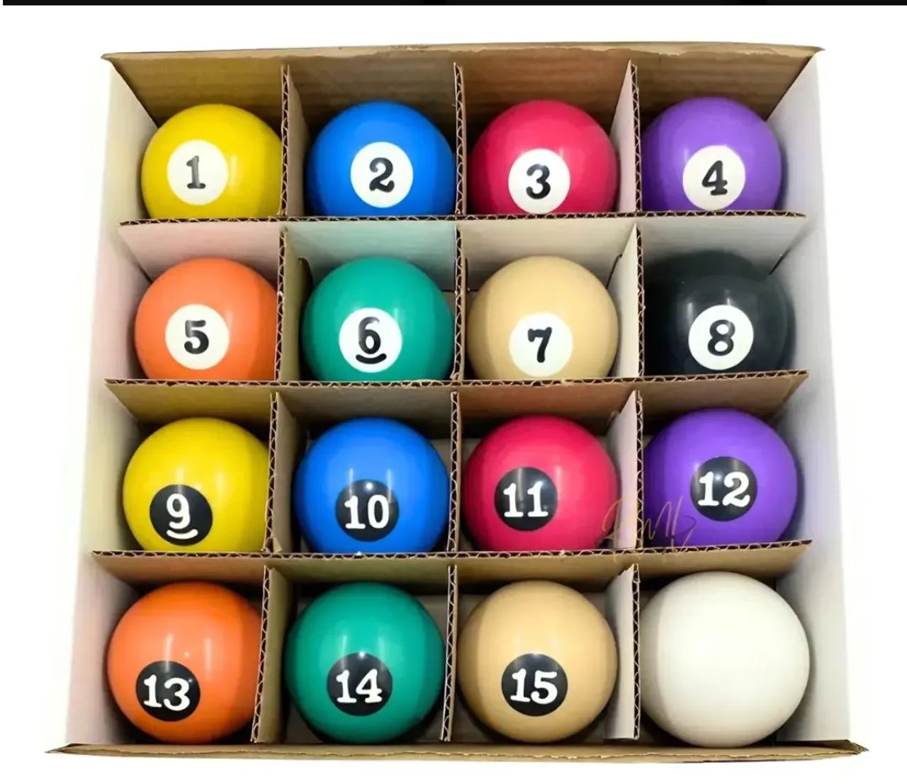 Kit Jogo Bolas Sinuca 54mm Com Bola Branca 58mm E Triângulo - Foto 5
