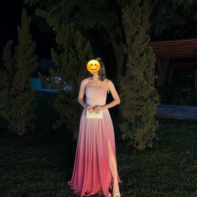 Vestido rosa degradê com fenda - Foto 2