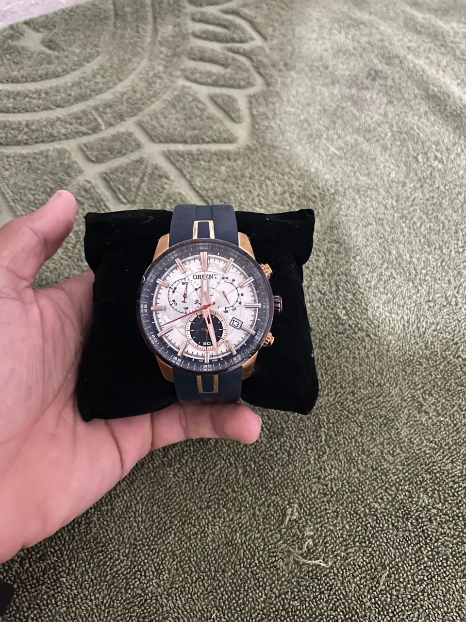 Relógio ORIENTE Masculino Cronógrafo Mrspc006 S1dx Azul Rosê