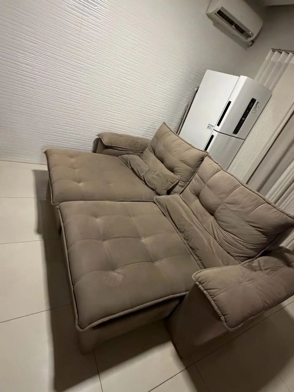 Sofá Retrátil e Reclinável 2 Lugares - Cinza - 2,60m