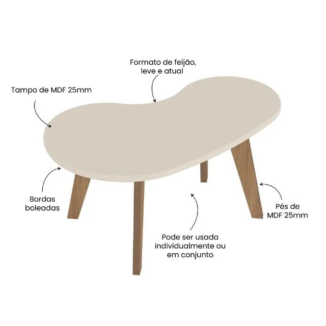 Mesa de Centro Formato Orgânico Cor Off White - Foto 2