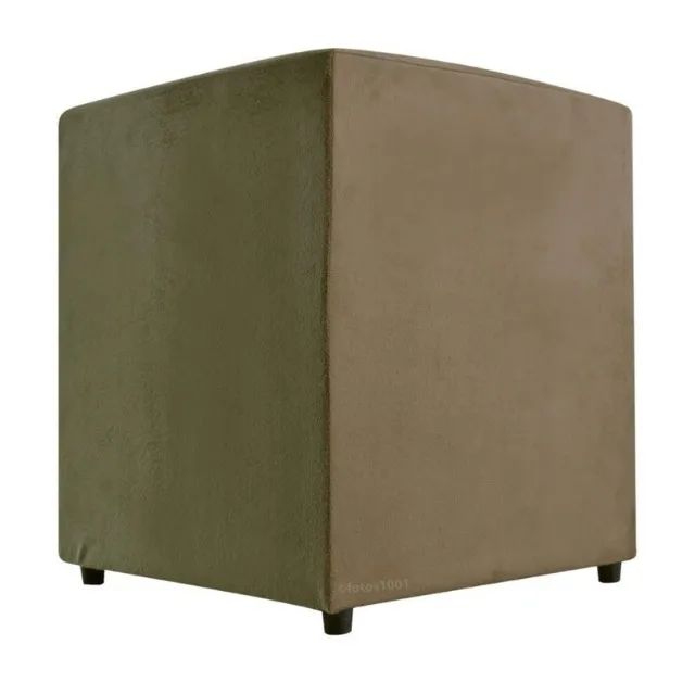 Puff Quadrado Suede Bege - Foto 2