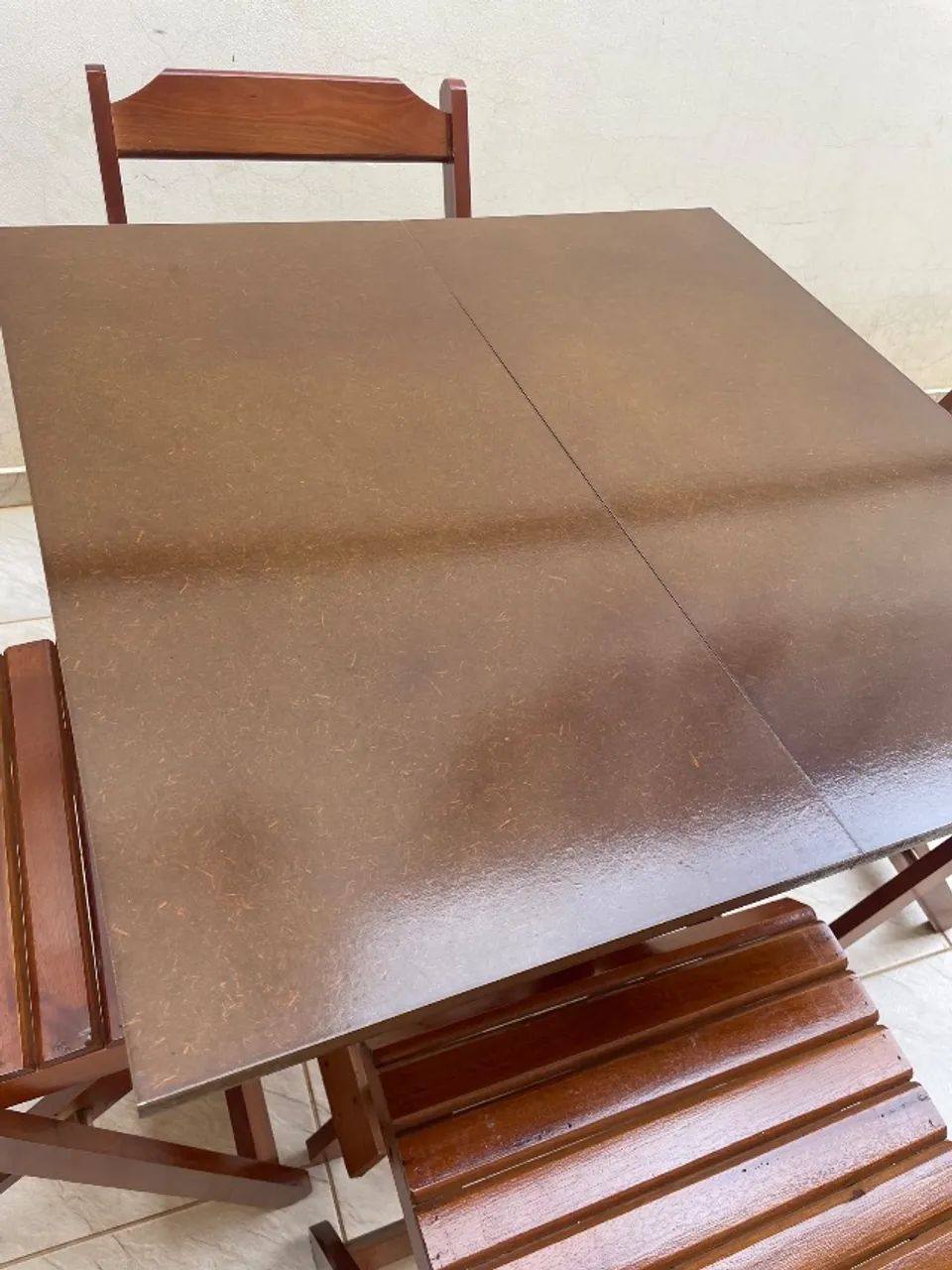 Conjunto de Mesa Dobrável de Madeira Imbuia - Foto 5