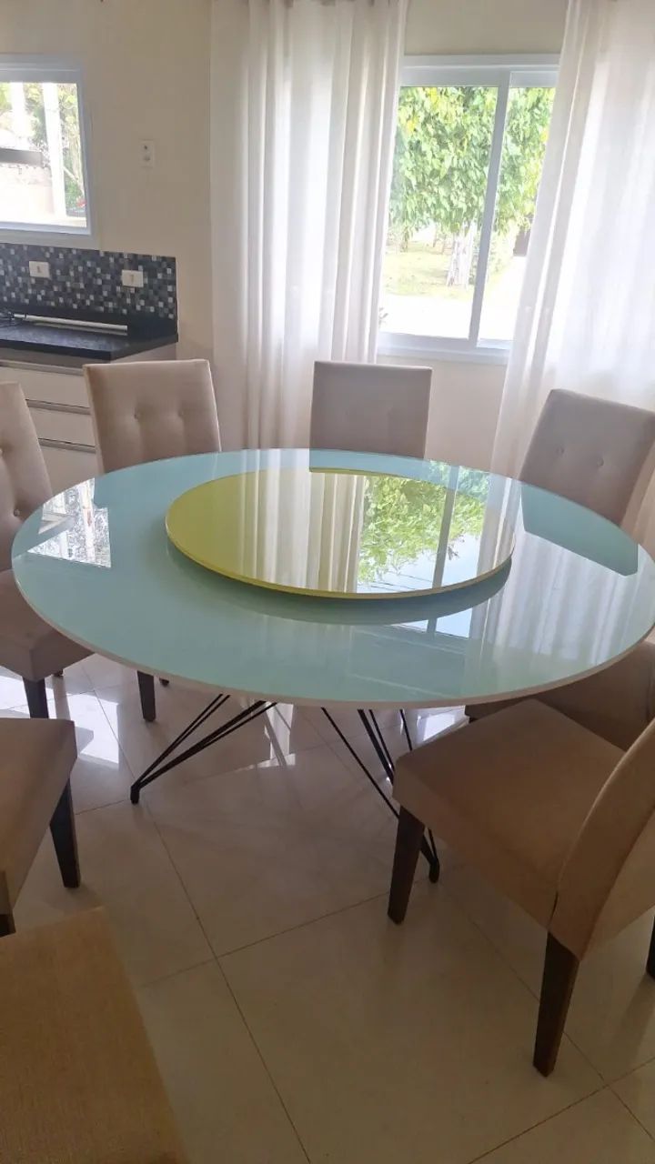 Mesa de jantar redonda com disco giratório - Foto 3