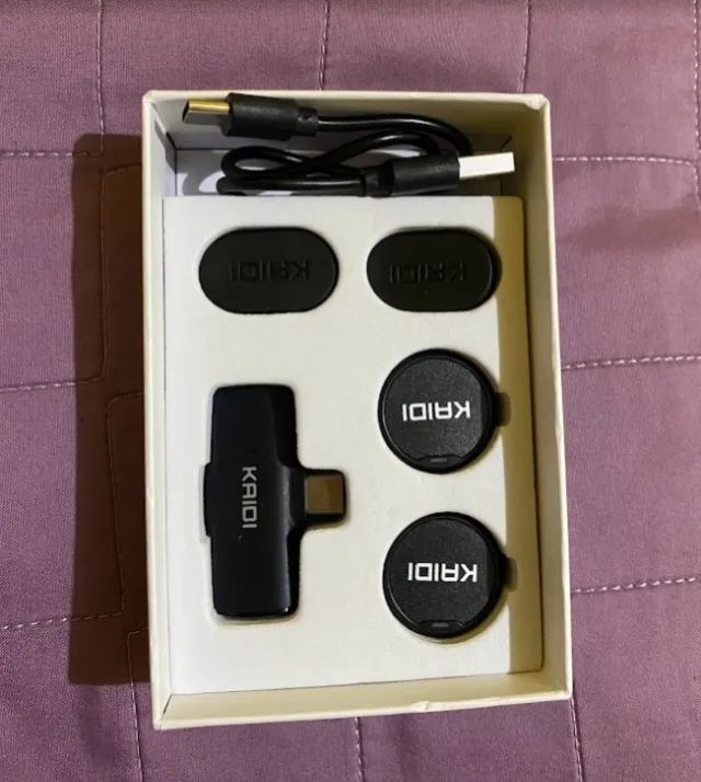 Microfone Sem Fio Kaidi KMF4-C (Tipo-C) - Novo na Caixa - Foto 3