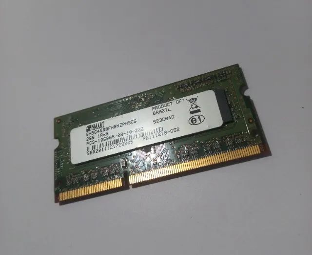 Memória RAM 2GB DDR3 1333MHz Notebook Testada