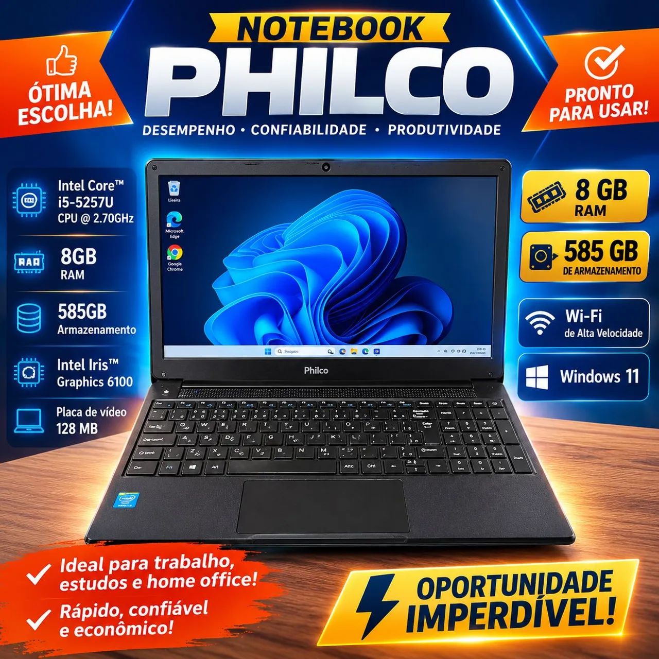 NOTEBOOK INTEL IRIS PHILCO 8GB NVM2 