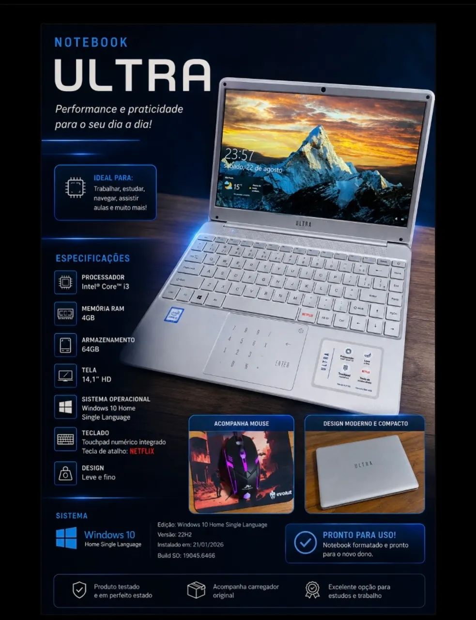 Notebook Ultra Intel Core i3