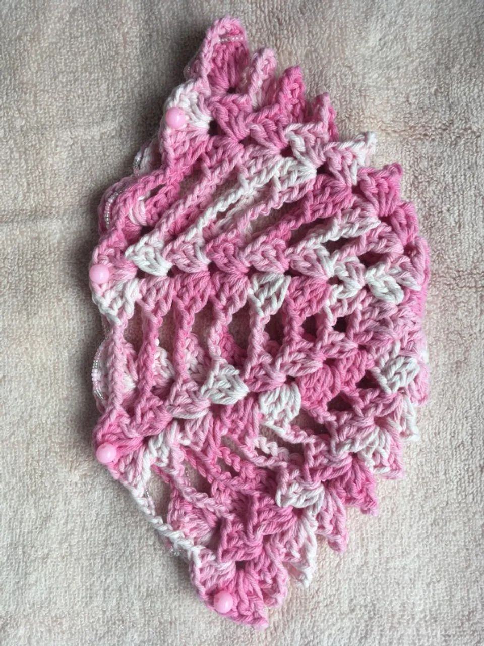 Headpiece / Touca de Crochê Rosa Mesclado com Mix de Pérolas - Foto 2