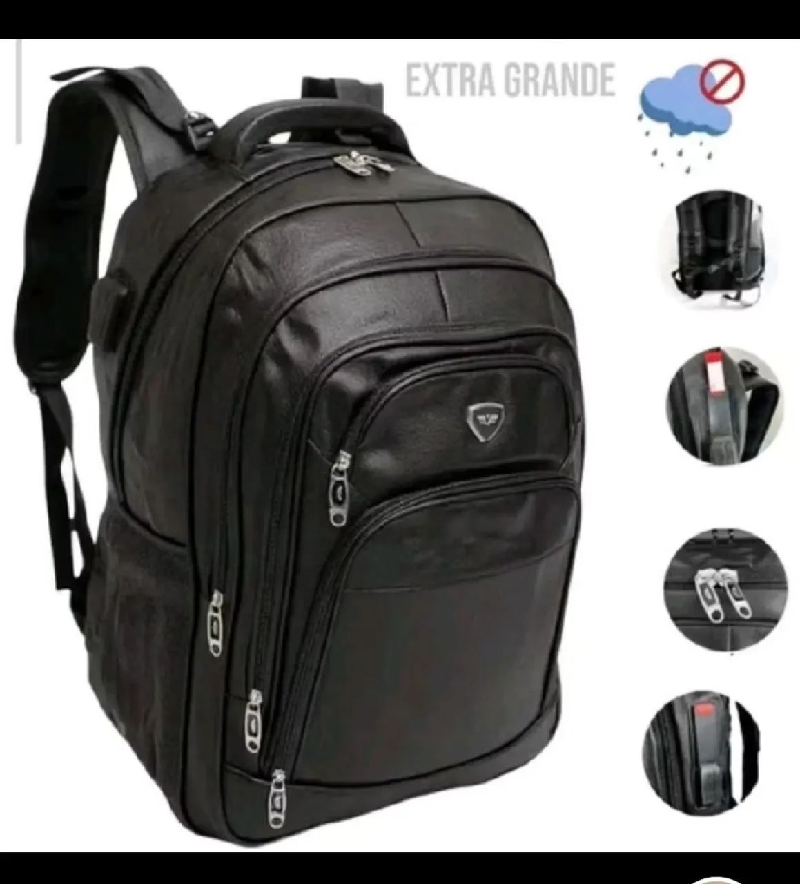 Mochila Couro Impermeável Grande