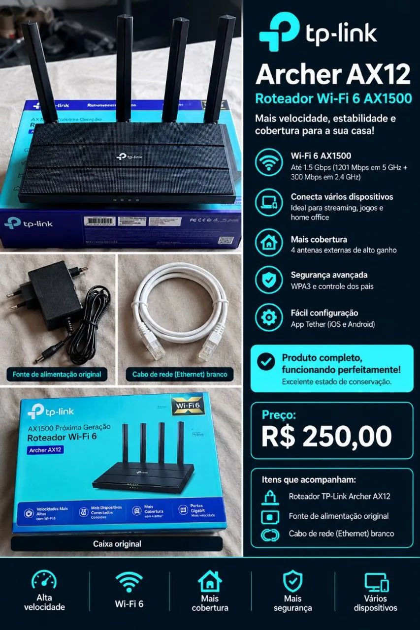 Roteador Tplink ax1500 Archerx12
