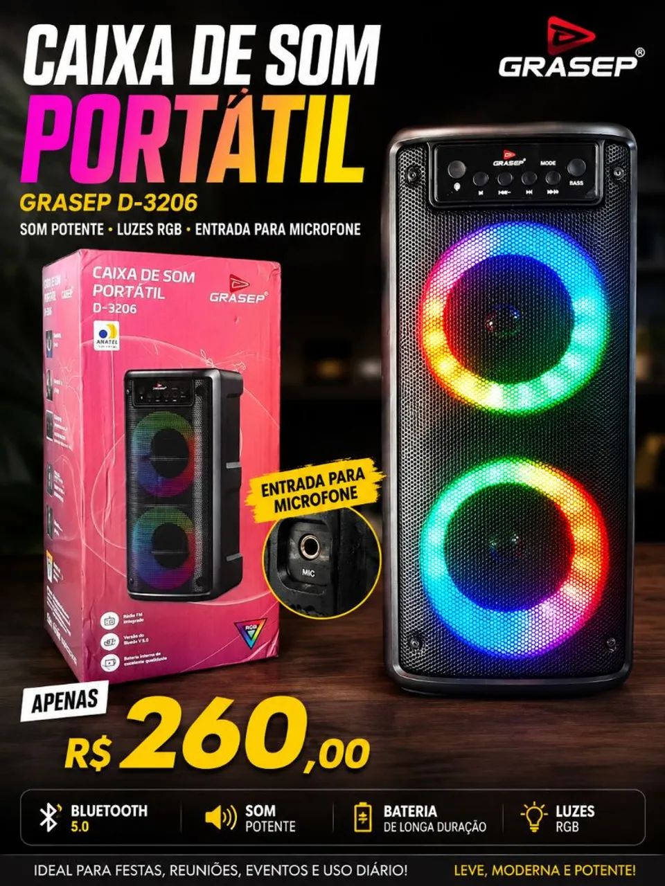 Caixa de som Bluetooth 