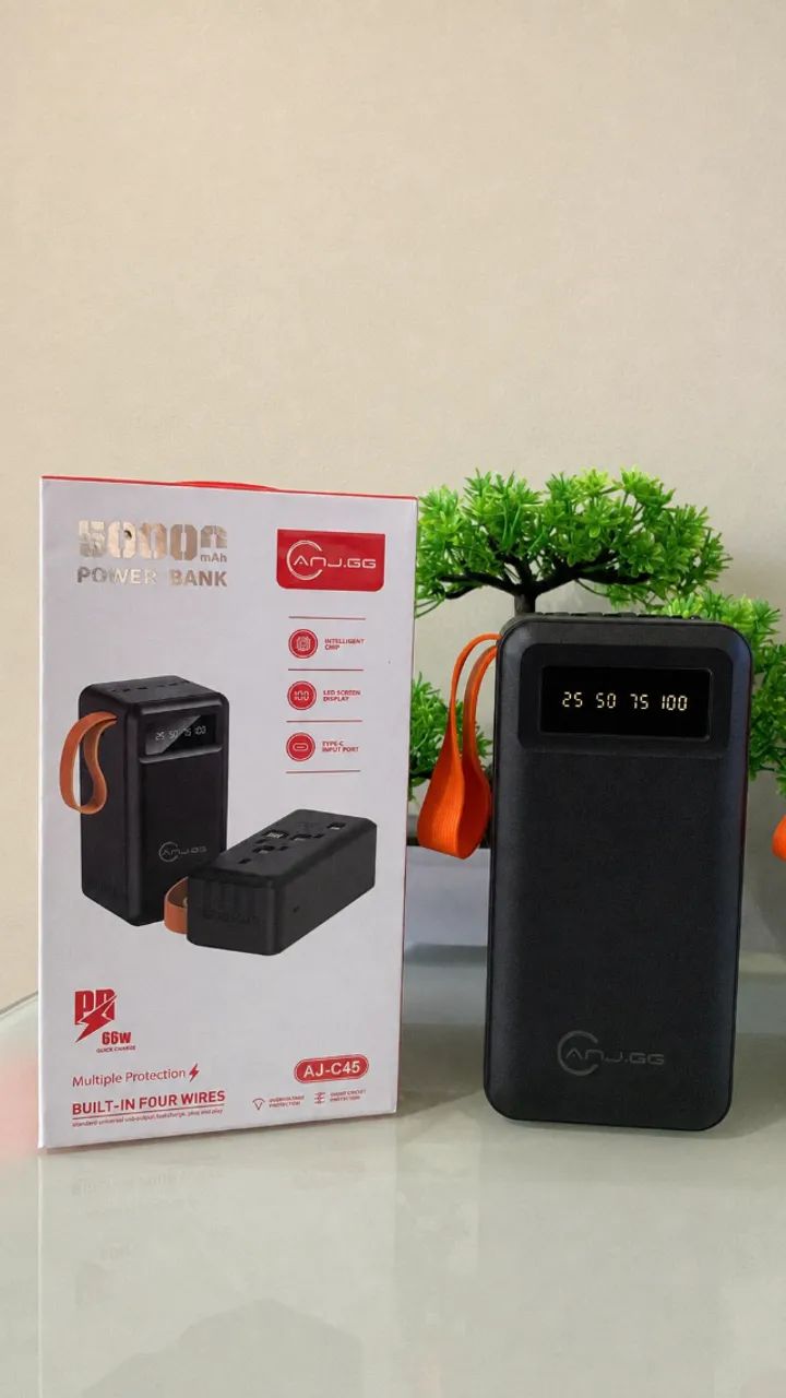 Power Bank 50.000mAh 66W Quick Charge com 4 Cabos e Lanterna - Foto 2