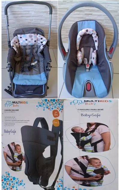 Bebê conforto, Carrinho e Bebê Canguru tudo em ótimo estado
