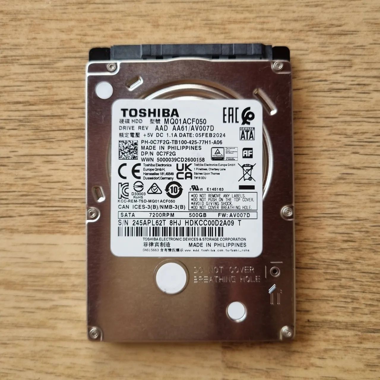 HD de notebook 500gb/ 7200rpm