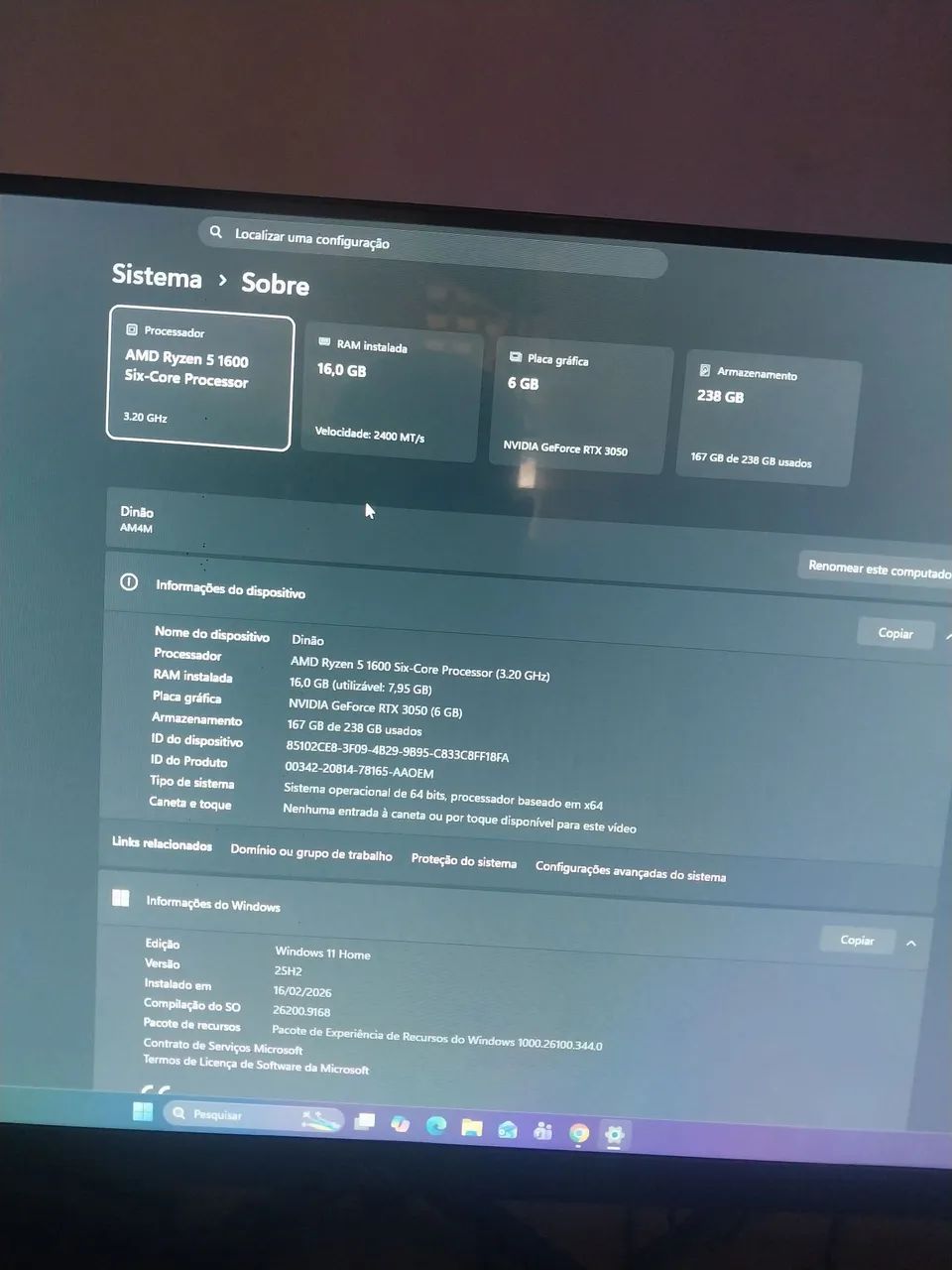 Cpu Gamer Geforce Rtx 3050 6gb Ssd Mvd 256Gb - Foto 5