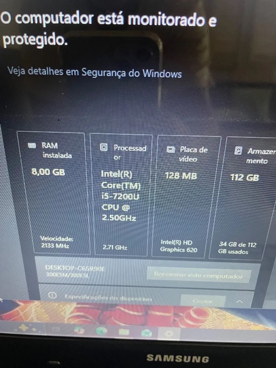 Vendo Notebook Samsung Essentials i5-7ª GTH com SSD - Foto 4