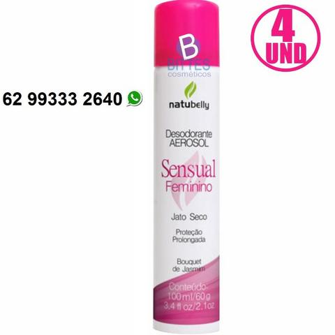 4 Desodorante Buquer de Jasmim Sensual Natubelly Cosméticos Jato Seco aerosol 100 ml 59383