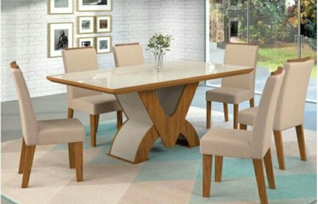Conjunto Sala de Jantar Mesa em Vidro (montagem grátis)