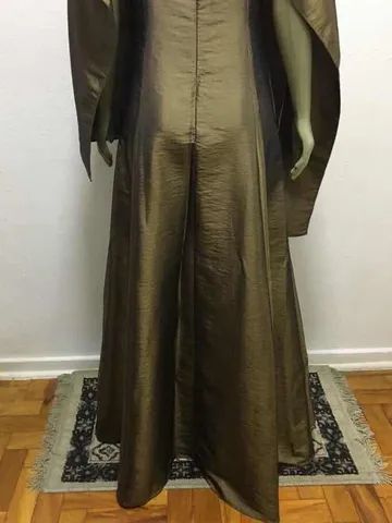 Vestido Alfaiataria Longo Ouro Velho Tamanho P Impecável - Foto 6