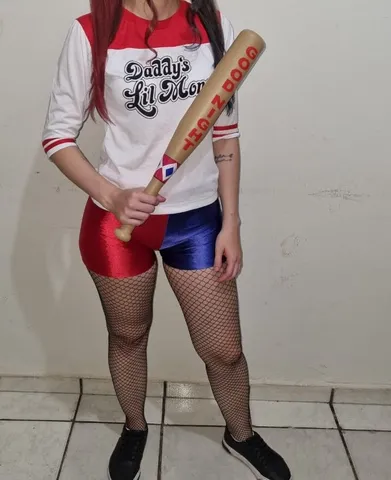 Fantasia Da Arlequina Infantil Harley Quinn C/ Casaco E Taco