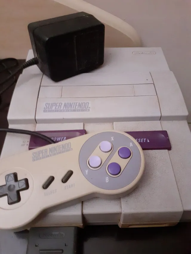 Super Nintendo Vídeo Game Jogo Controle Fonte Cabo Av Snes