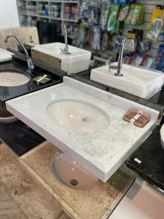 lavatorios pias de banheiro em marmore ou granito a pronta entrega 60x40 - Foto 4