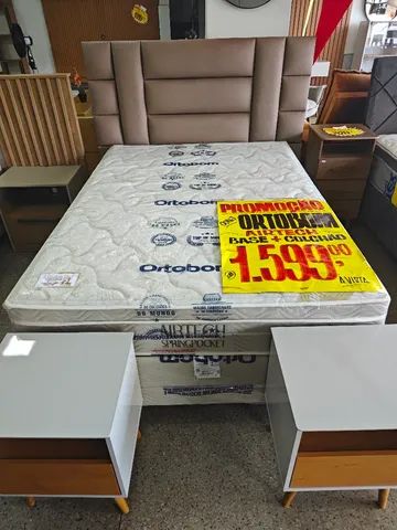 Cama de casal box orbom Base + colchão molas ENSSACAdas