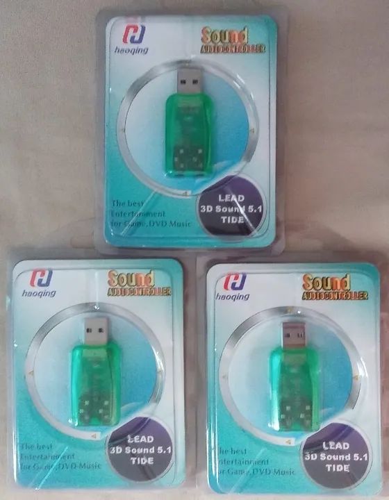 Adaptador de Áudio Placa de Som 3D 5.1 USB Microfone, Headset, Notebook, PC - Testado - Foto 2