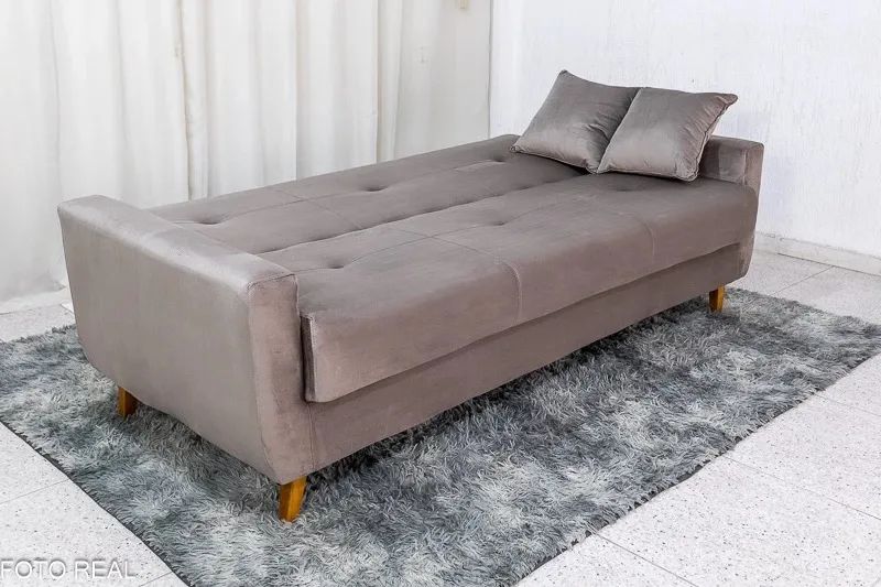 Sofá Cama Capuccino com Baú rf65 - Foto 3