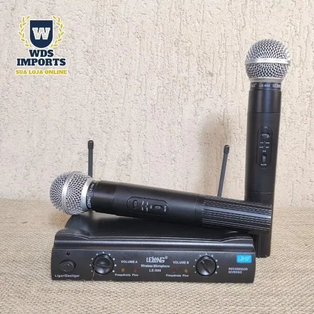 Microfone Sem Fio Duplo Uhf Wireless Lelong LE-906 - Foto 3