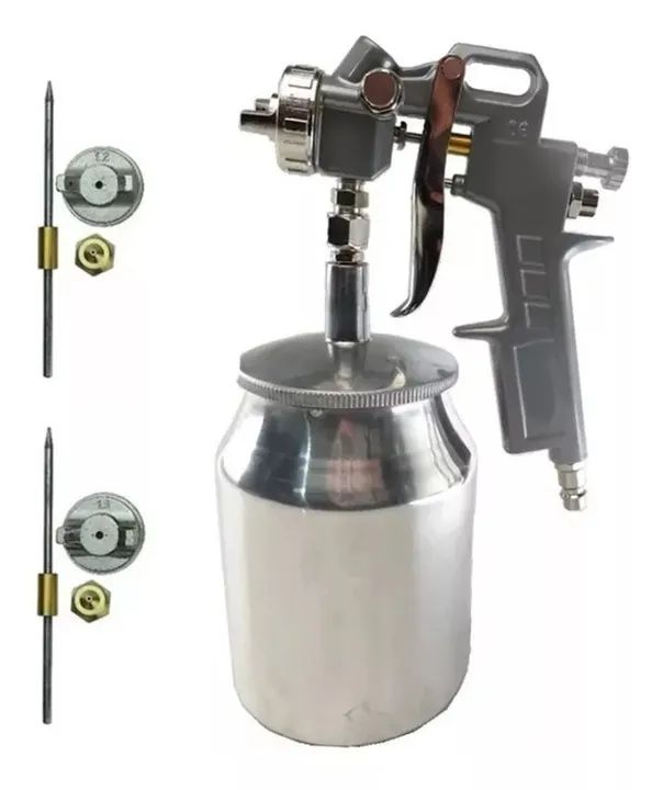 Pistola De Pintura Profissional de Alta Pressão 1000ml com Bicos 1.2, 1.5 E 1.8mm - Foto 6