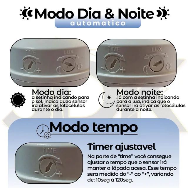 Bocal E27 Sensor De Presença Movimento 360º Com Fotocélula Para Lâmpada - Foto 3