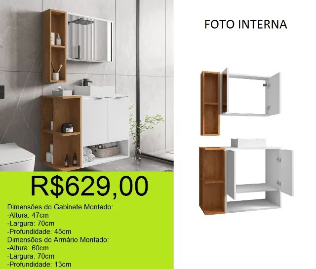 Gabinete de banheiro a pronta entrega  - Foto 2