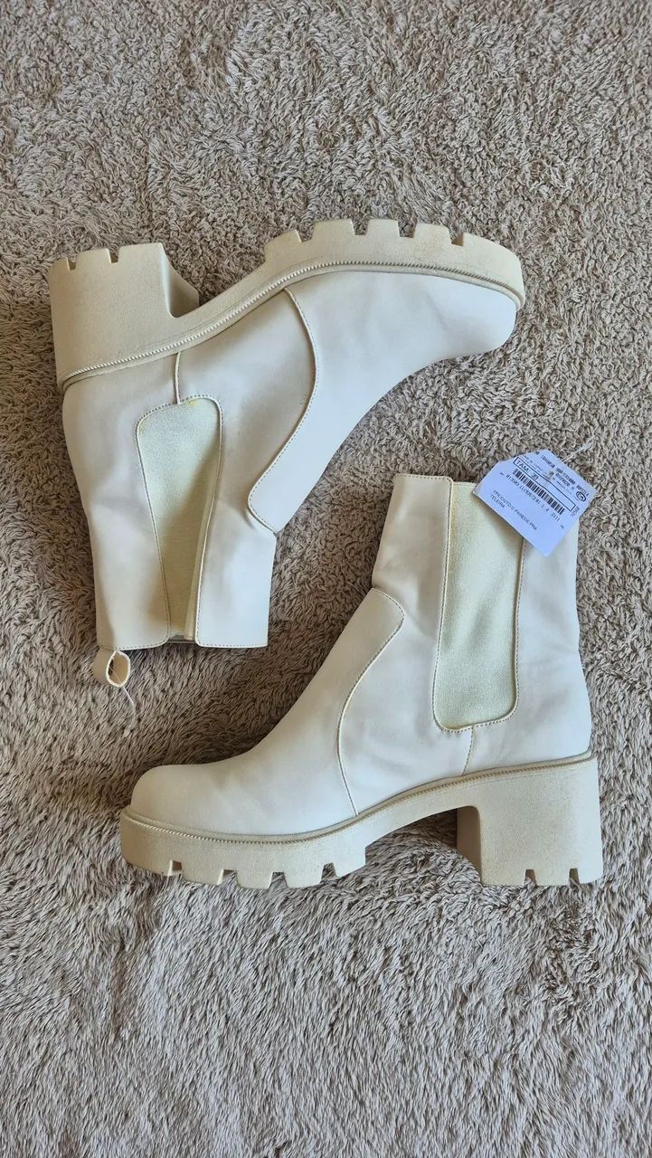 Bota Chelsea Tratorada Off-White salto baixo  - Foto 2
