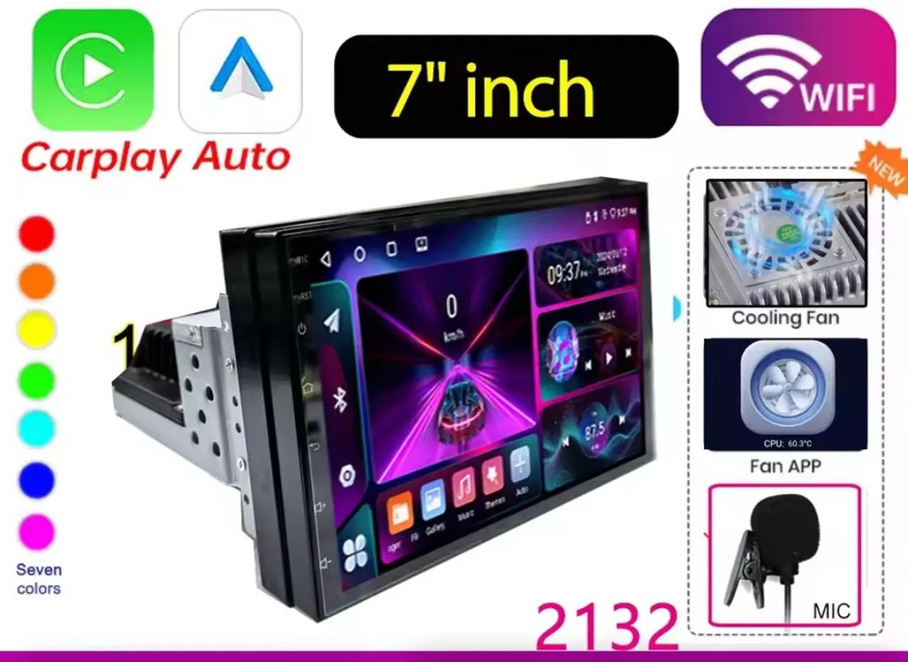central multimídia automotiva Android 1 Din 7 polegadas 