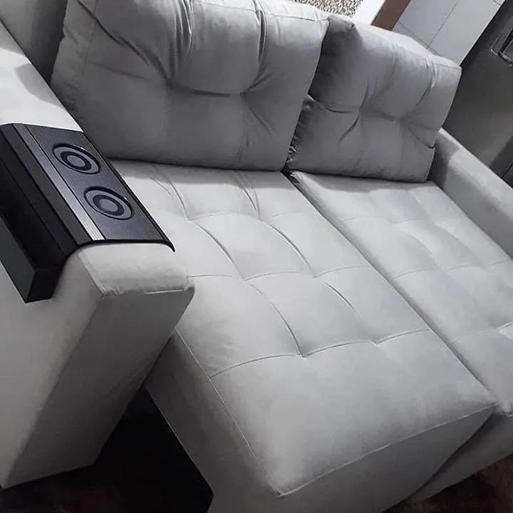 Sofá 2 lugares em suede marrom - Foto 3