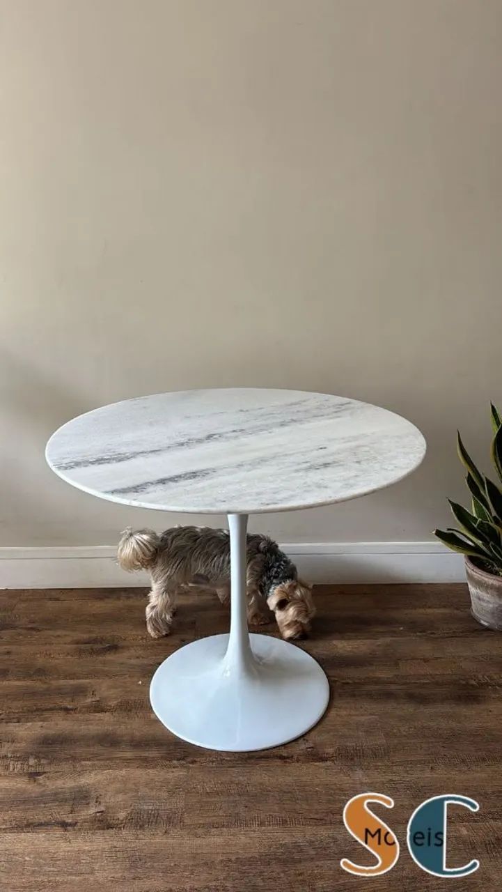Mesa Saarinen com tampo em Mármore Branco Extra - Foto 5