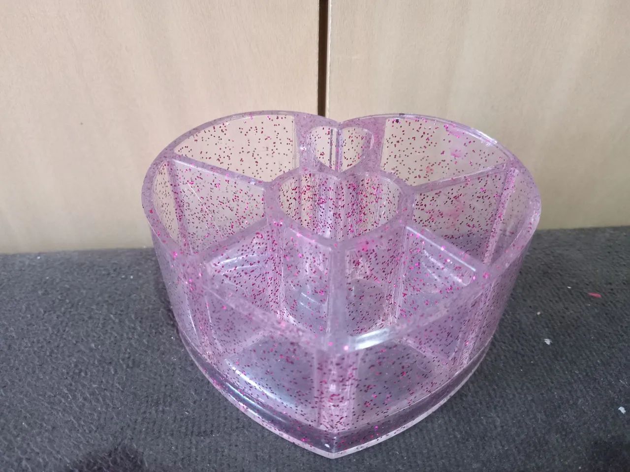 Porta maquiagem batom coração glitter - Foto 3