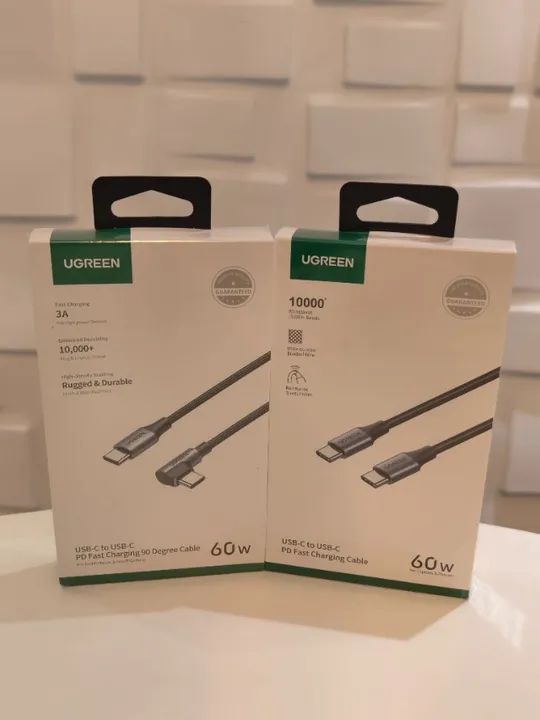 Cabo Ugreen USB-C/USB-C 90 60W US255 1M - Preto